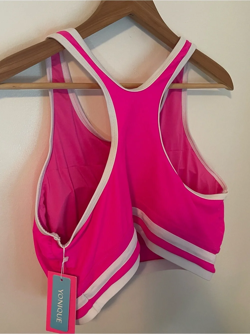 Bright Pink Two-Piece Bikini Set with White Trim Size 16 #60